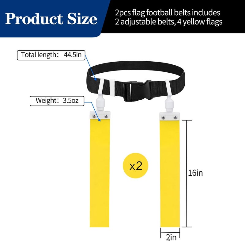 DkOvn Flag Football Belt, 2pcs Adjustable Flag Football Belt with Belt and Flags, for Youths, Adults - Image 4